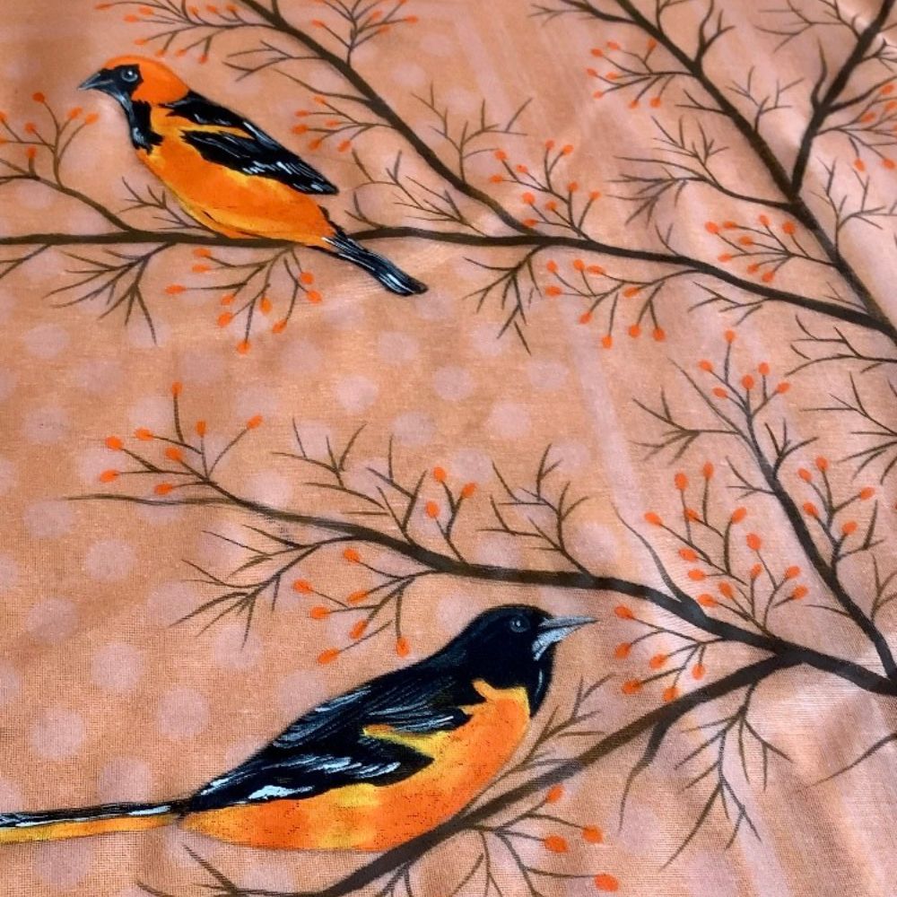 Haindpainted Bird print Saree