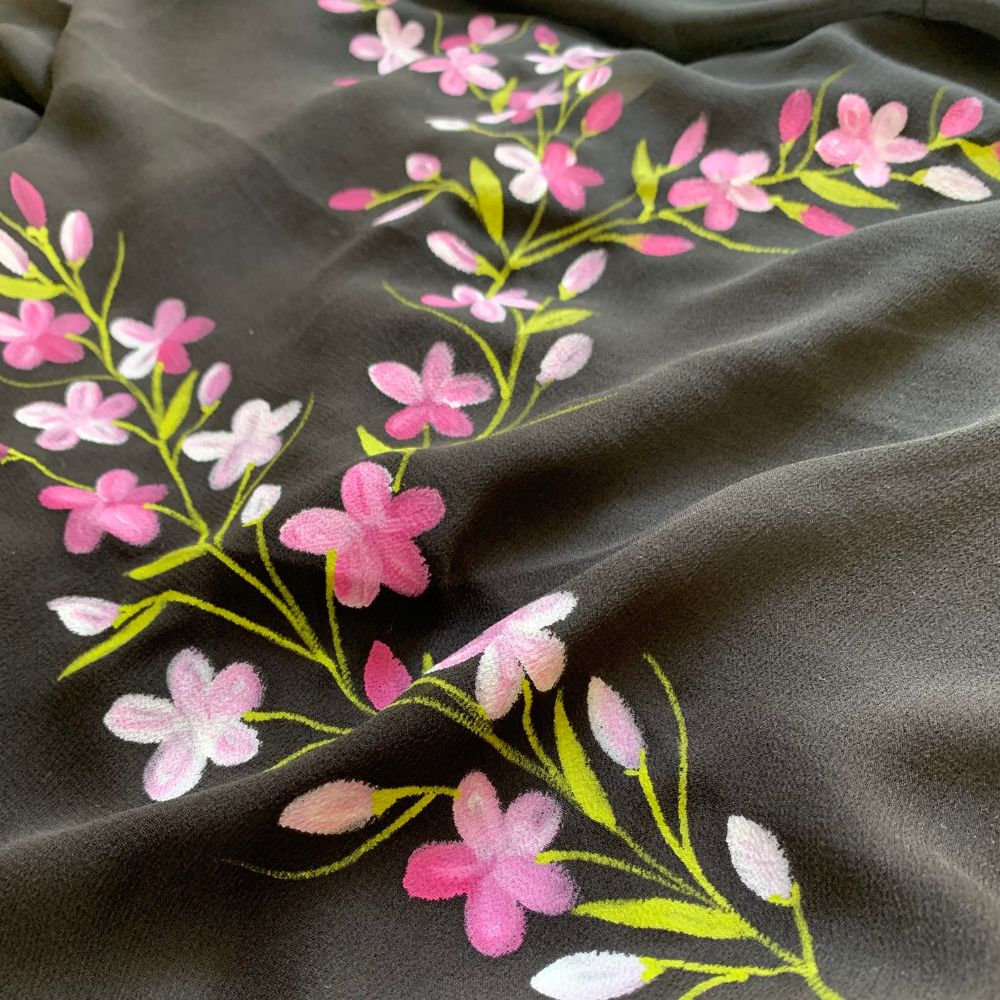 Haindpainted Flower print Saree