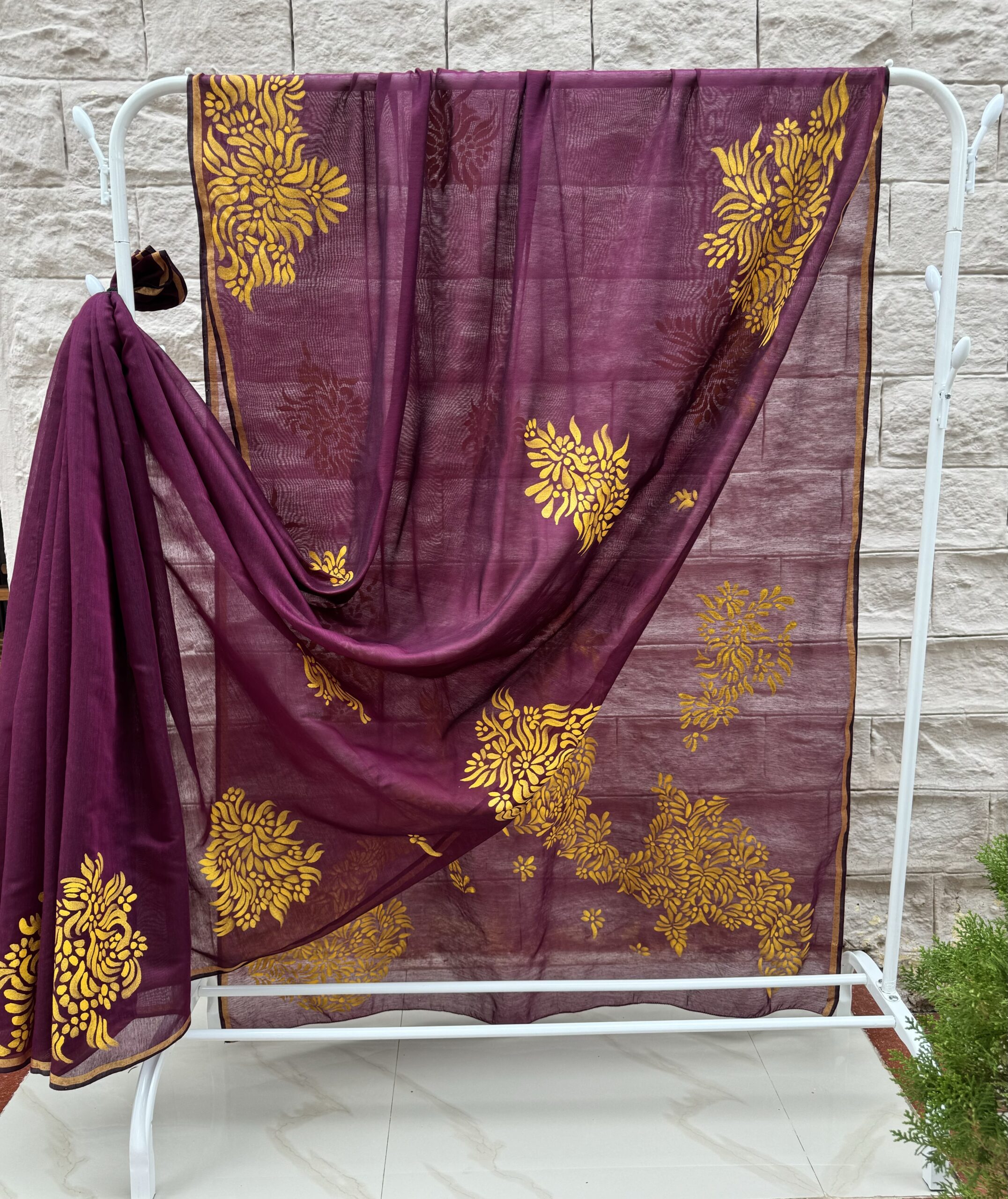 Hand painted Pure Cotton Silk Saree